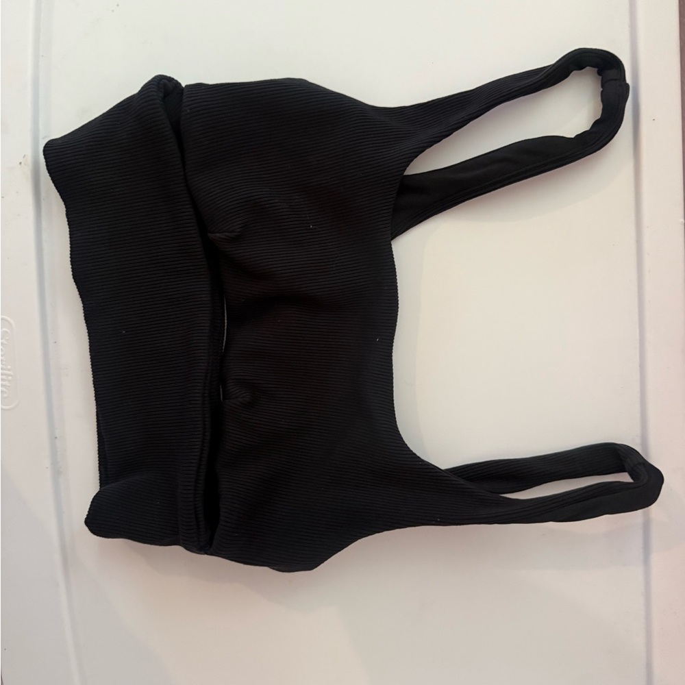 Alo Black Ribbed Sports Bra Xs